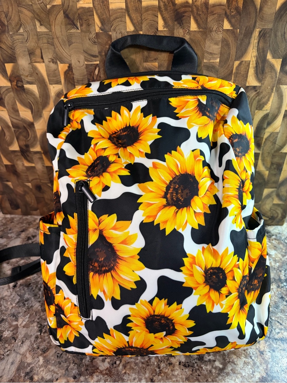 Sunflower Print Women's Backpack - Yellow Sunflower
